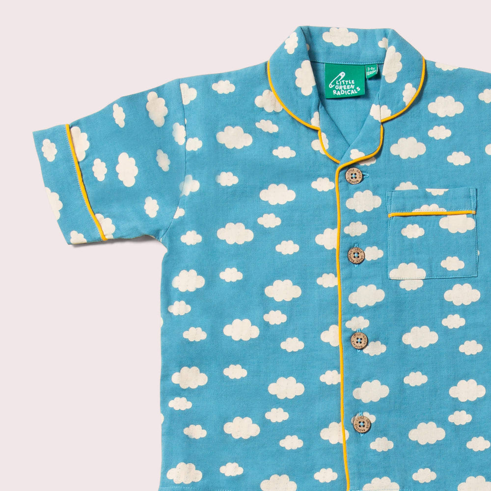Little Green Radicals - Blue Clouds Button Through Pyjama Short Set