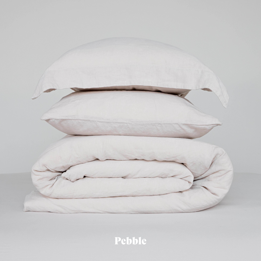 Outlet: Natural hemp and organic cotton duvet cover - Size: Super King, Colour: Pebble