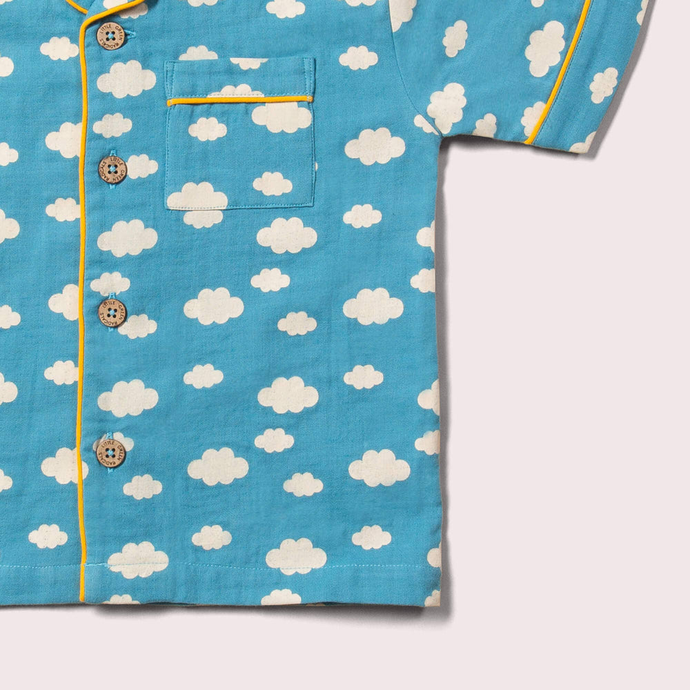 Little Green Radicals - Blue Clouds Button Through Pyjama Short Set