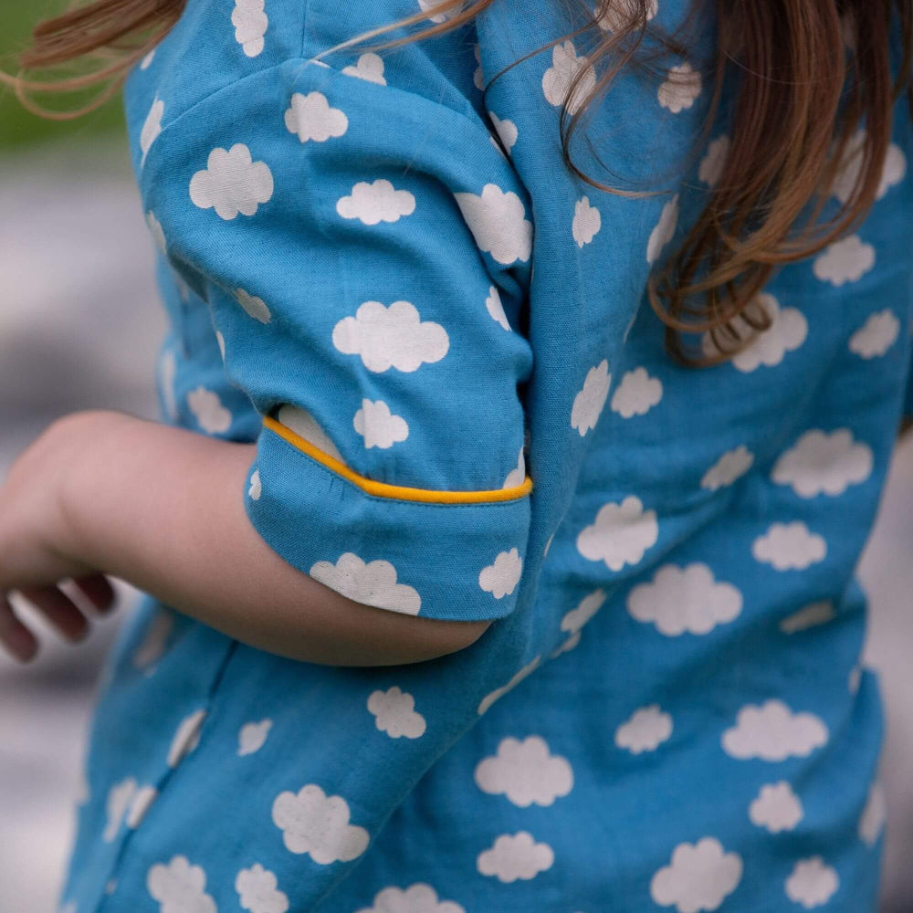 Little Green Radicals - Blue Clouds Button Through Pyjama Short Set
