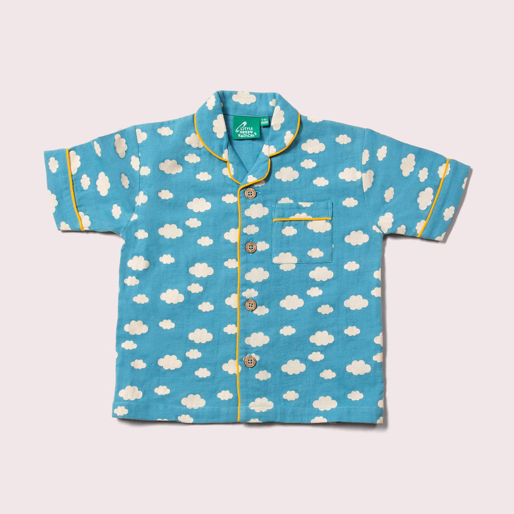Little Green Radicals - Blue Clouds Button Through Pyjama Short Set