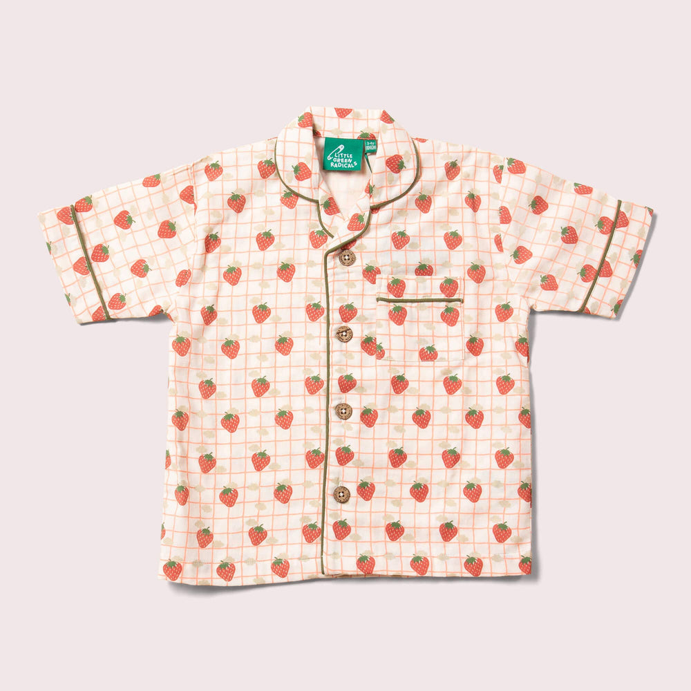 Little Green Radicals - Strawberry Days Button Through Pyjama Short Set