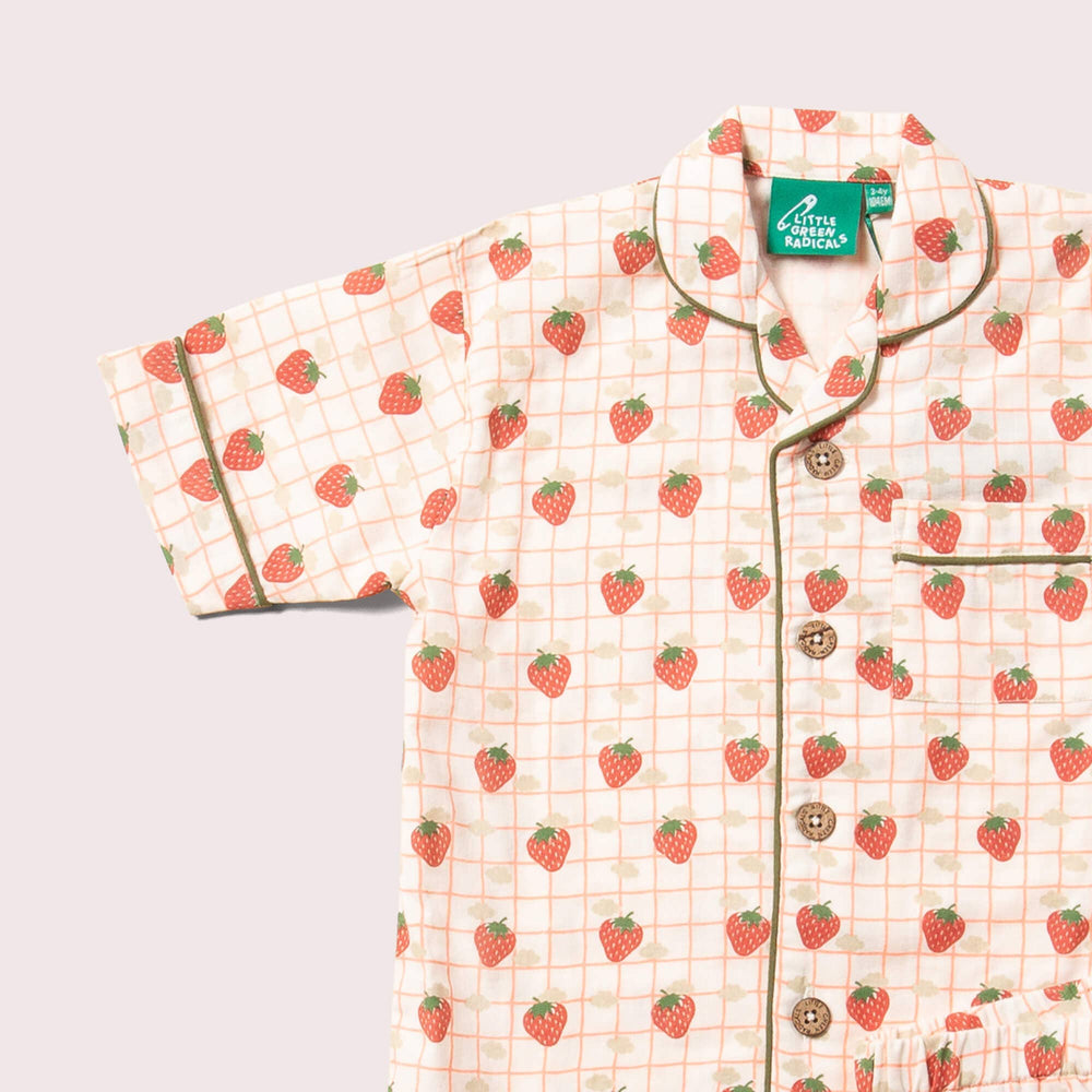 Little Green Radicals - Strawberry Days Button Through Pyjama Short Set
