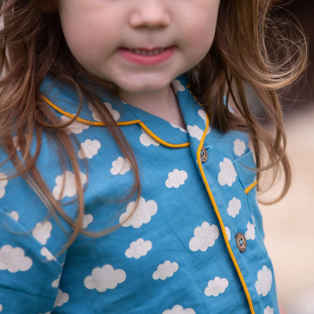 Little Green Radicals - Blue Clouds Button Through Pyjama Short Set