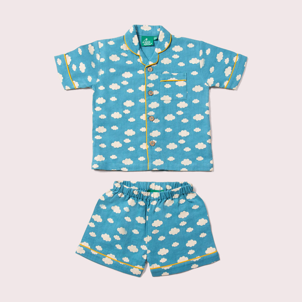 Little Green Radicals - Blue Clouds Button Through Pyjama Short Set
