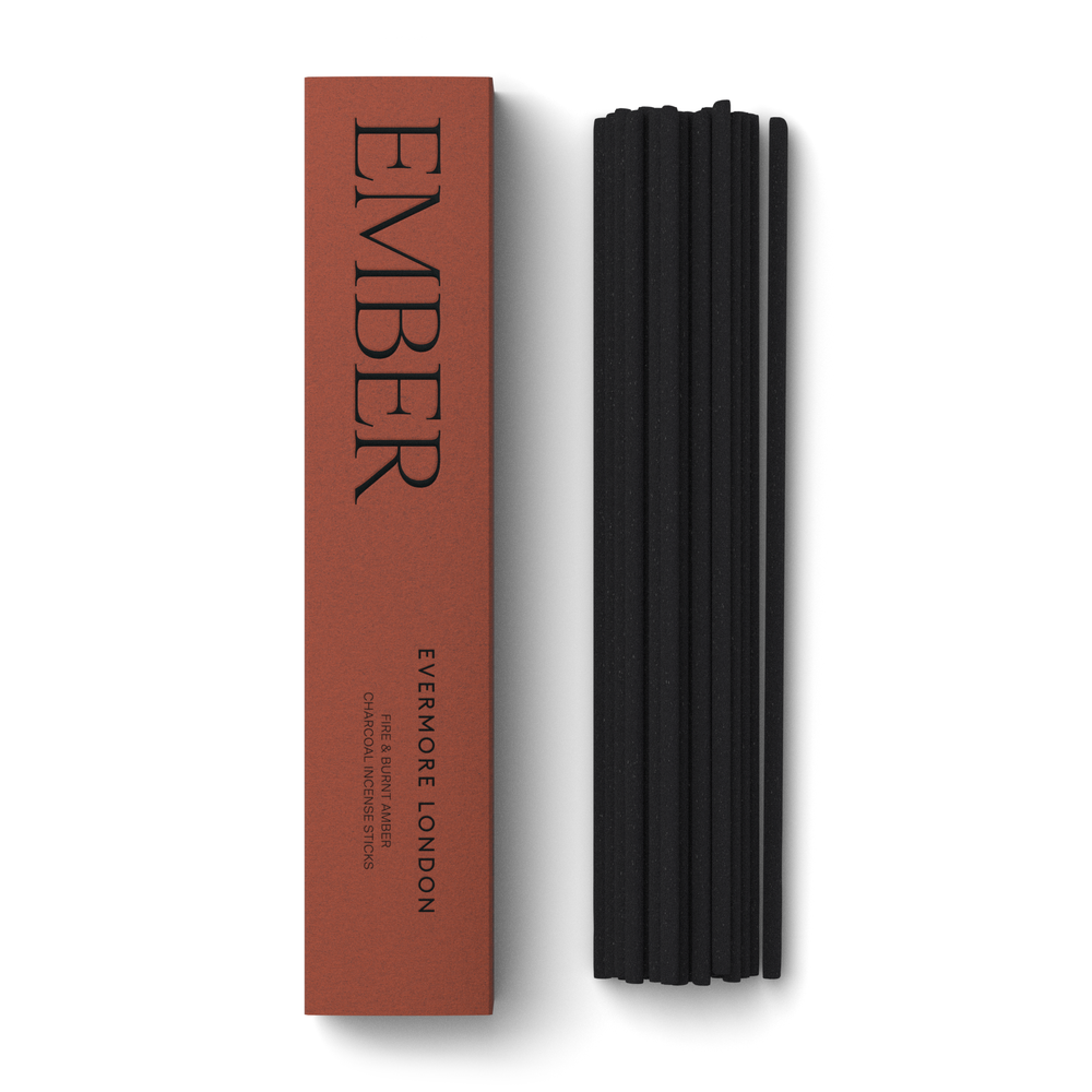 Evermore Ember Incense box and sticks side by side white background