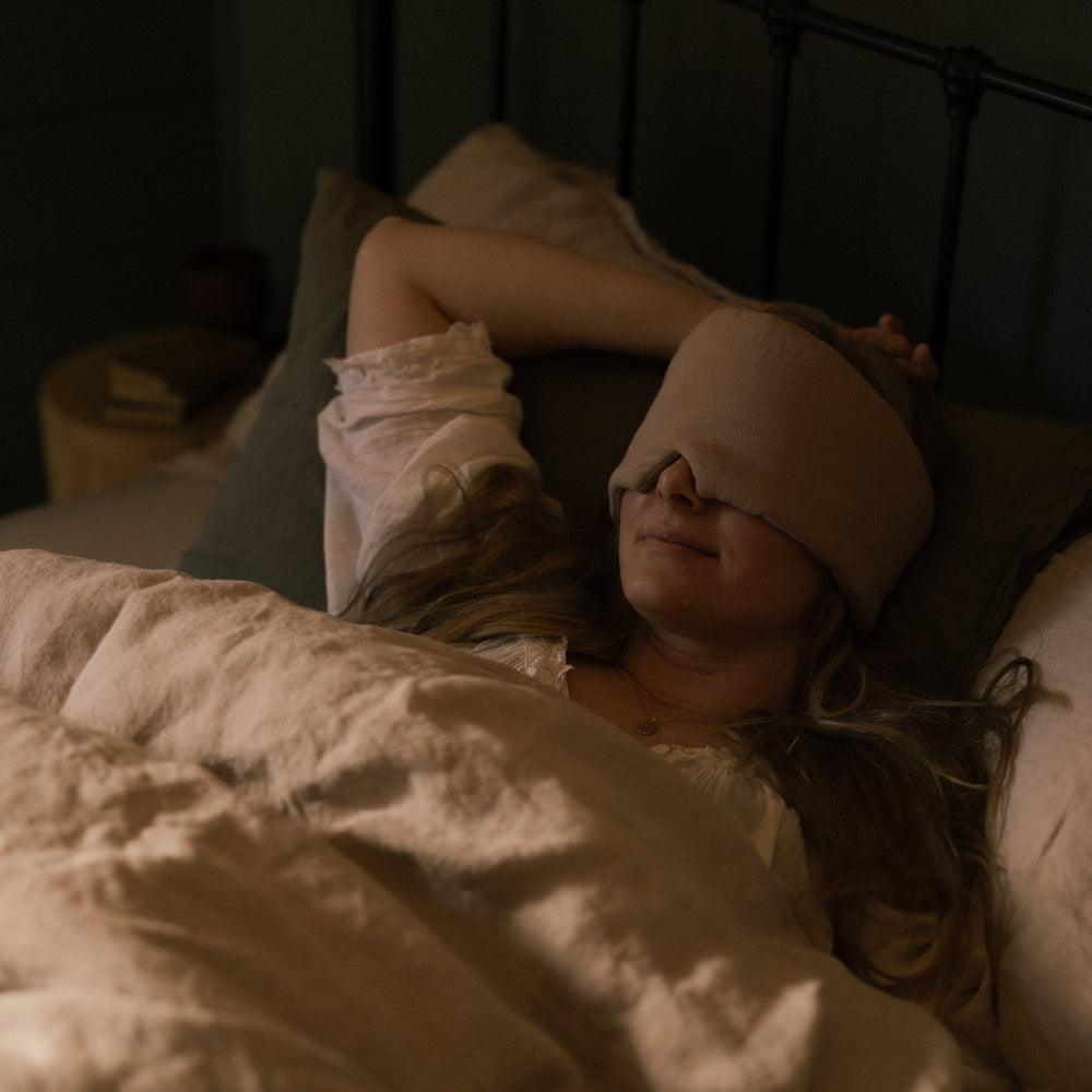 Outlet: Hemp-covered, Wool-filled Sleep Mask in Pebble