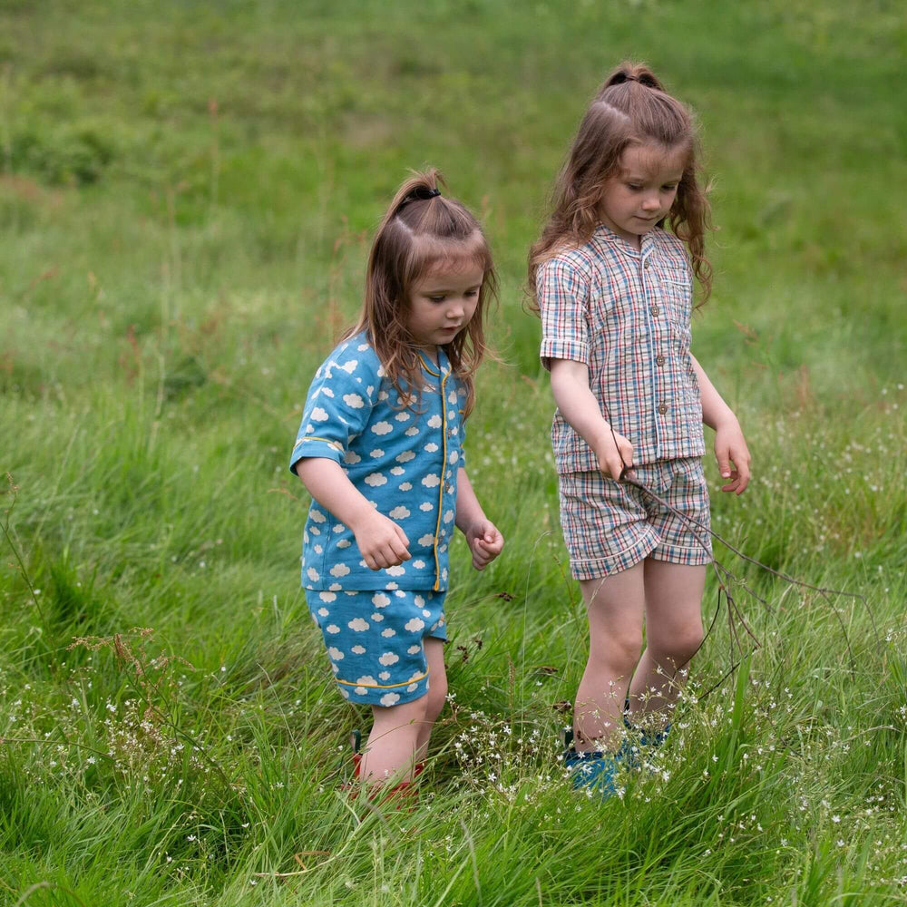 Little Green Radicals - Blue Clouds Button Through Pyjama Short Set