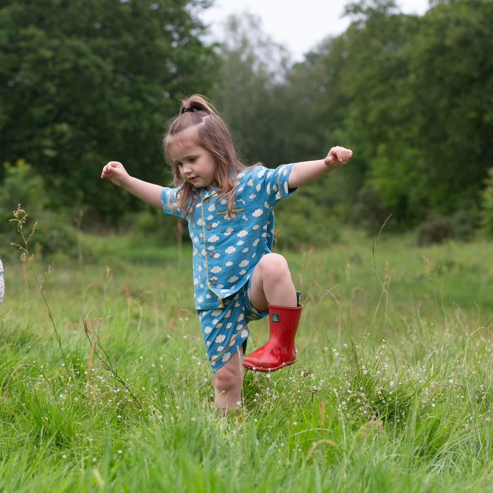 Little Green Radicals - Blue Clouds Button Through Pyjama Short Set