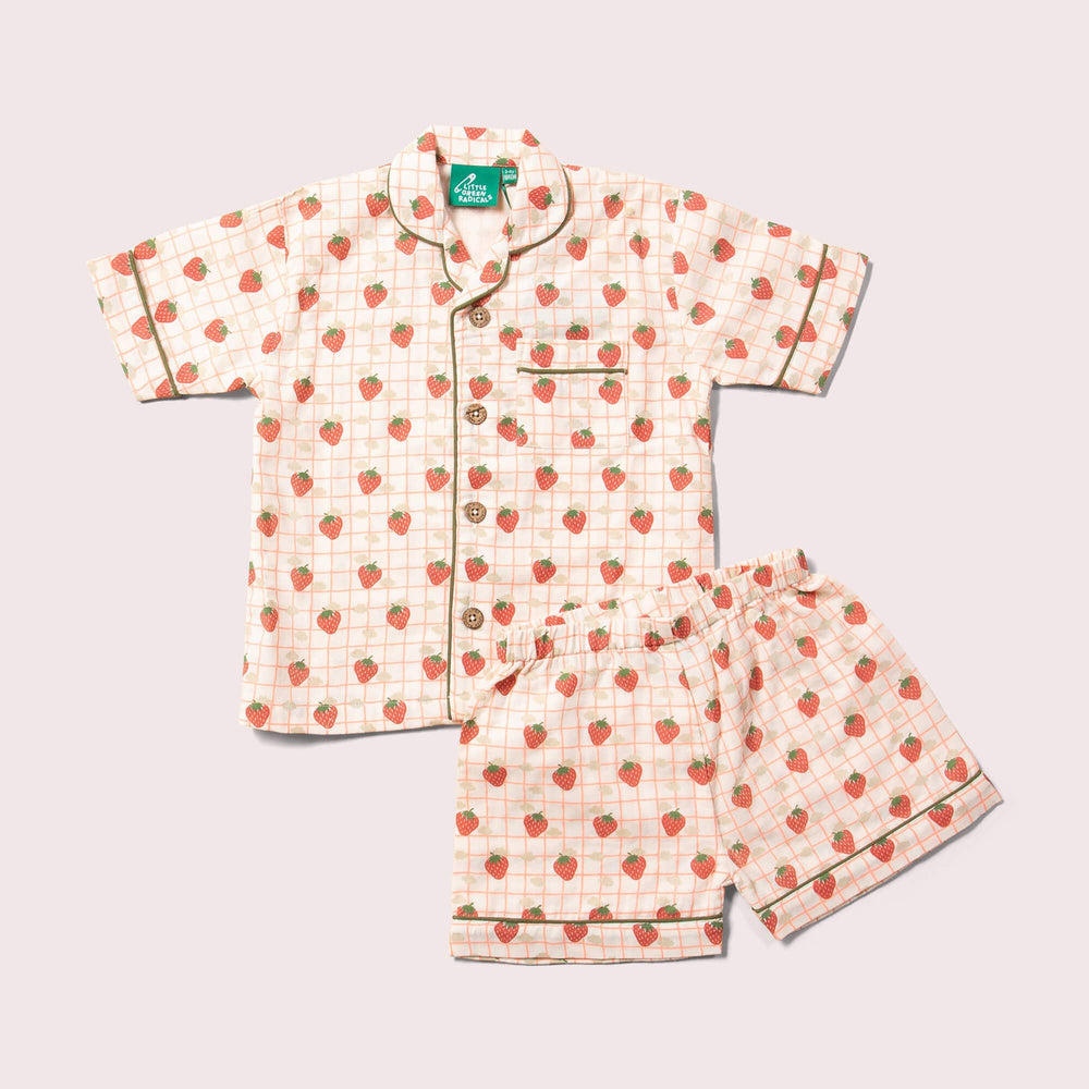 Little Green Radicals - Strawberry Days Button Through Pyjama Short Set